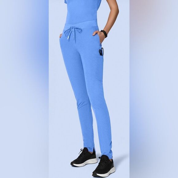 NWT Dolan Women’s Madeline 8 Pocket Slim Pant Medical Scrubs Ceil Blue Size L - Picture 1 of 7